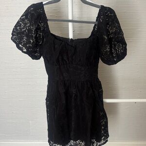 Lulu's Black Lace-Textured Strapless Mini Dress